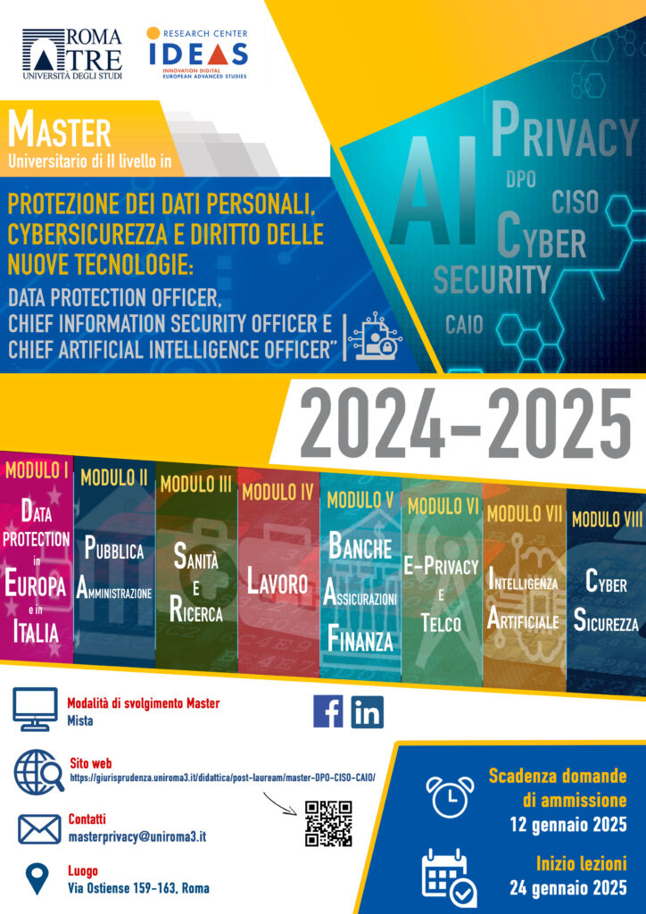 Immagine presentazione master dpo ciso caio 2024-2025